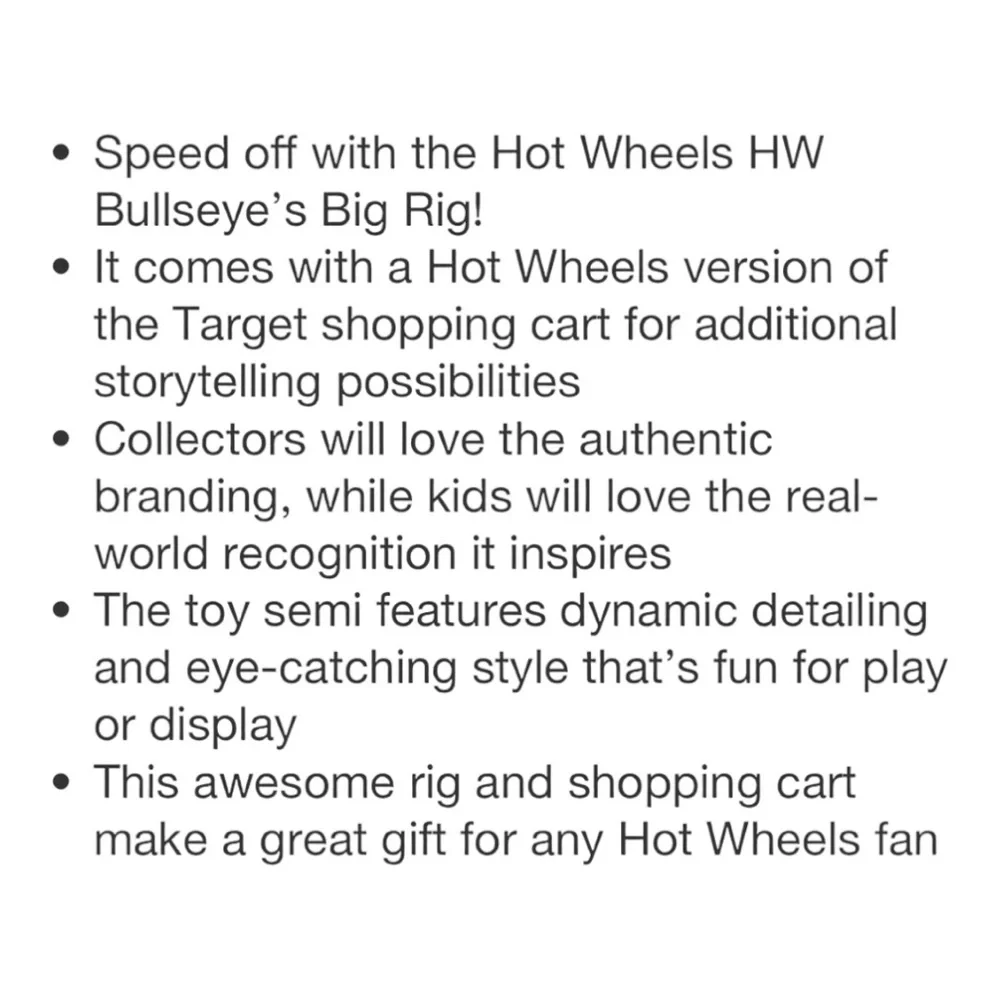 Hot Wheels Big Rig Truck Trailer Bullseye Target